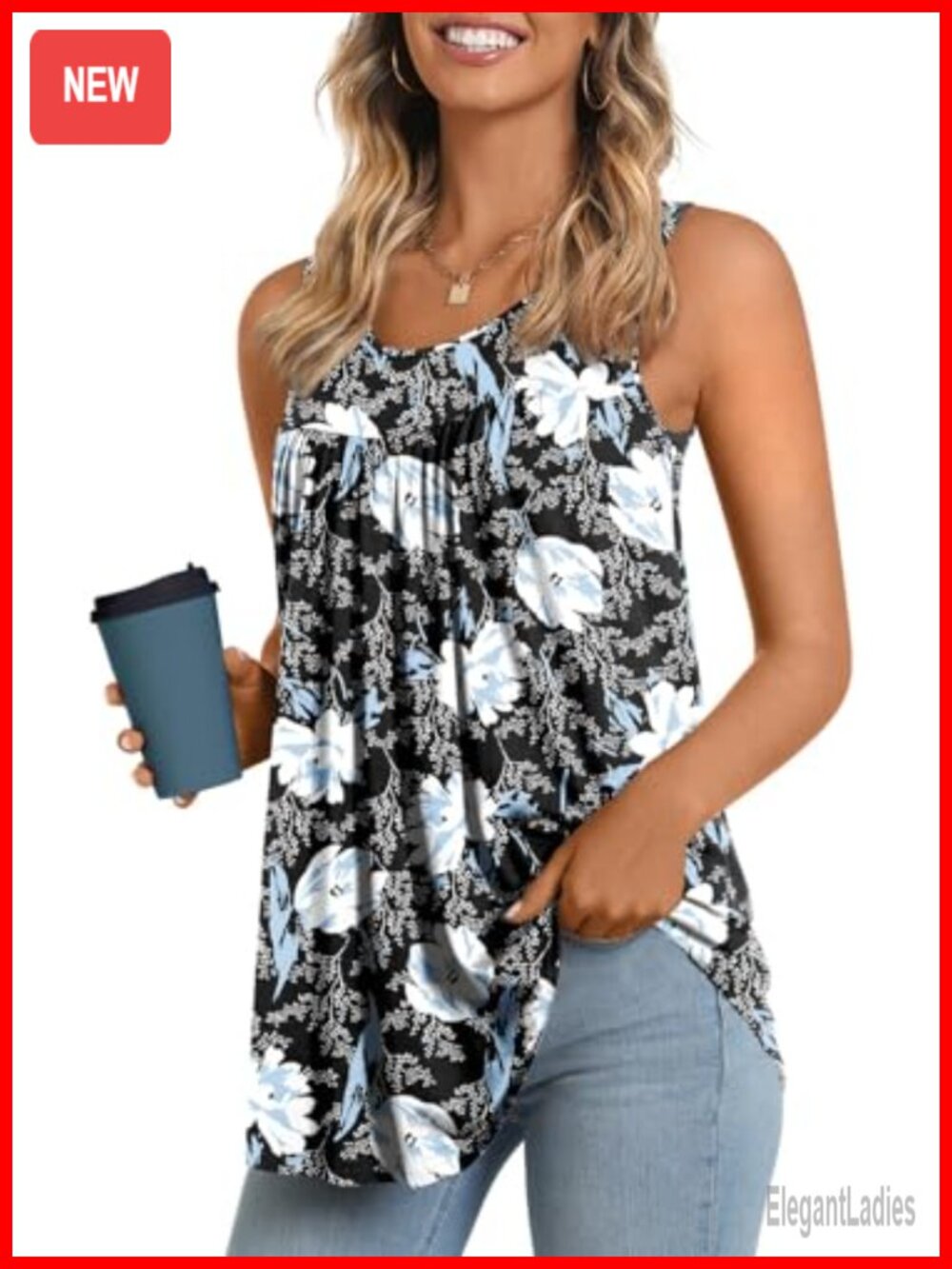 Women's Sleeveless Tank Top Loose Fit Summer Casual Crew Neck Blouse